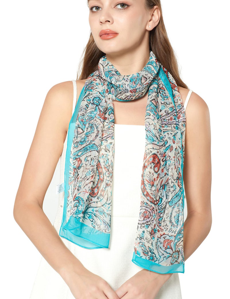 PANTONIGHT Long Chiffon Sheer Scarf Multi-Colors Printed Lightweight Scarf For Womens (COL 759) - Image 1